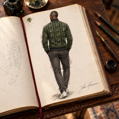 Leaves men’s tracksuit jacket, designer Handbook back view