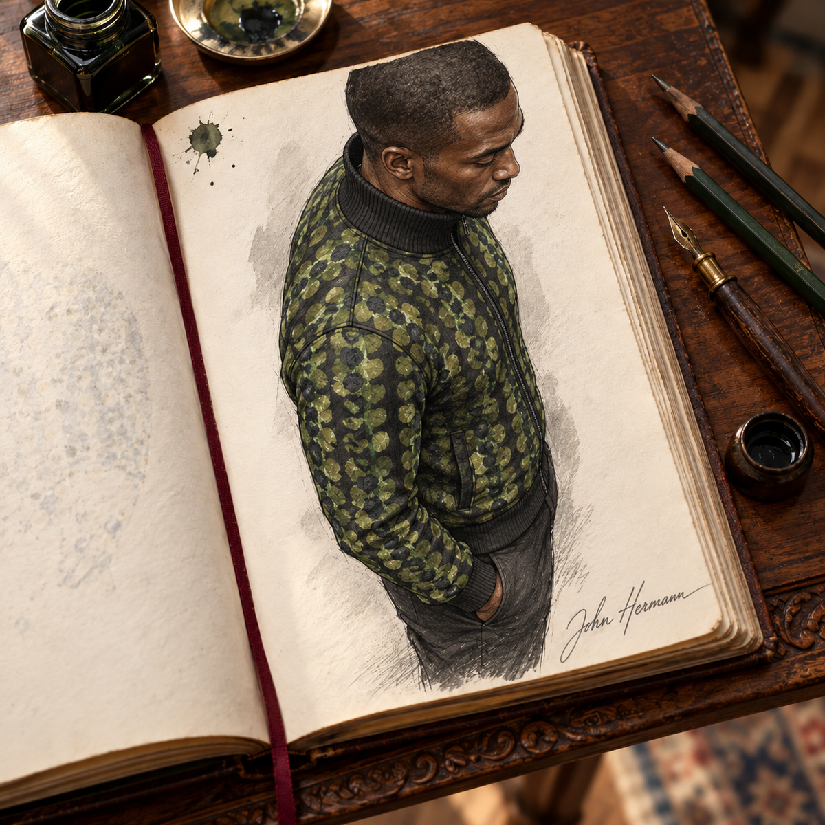 Leaves men’s tracksuit jacket, designer Handbook right elevated view