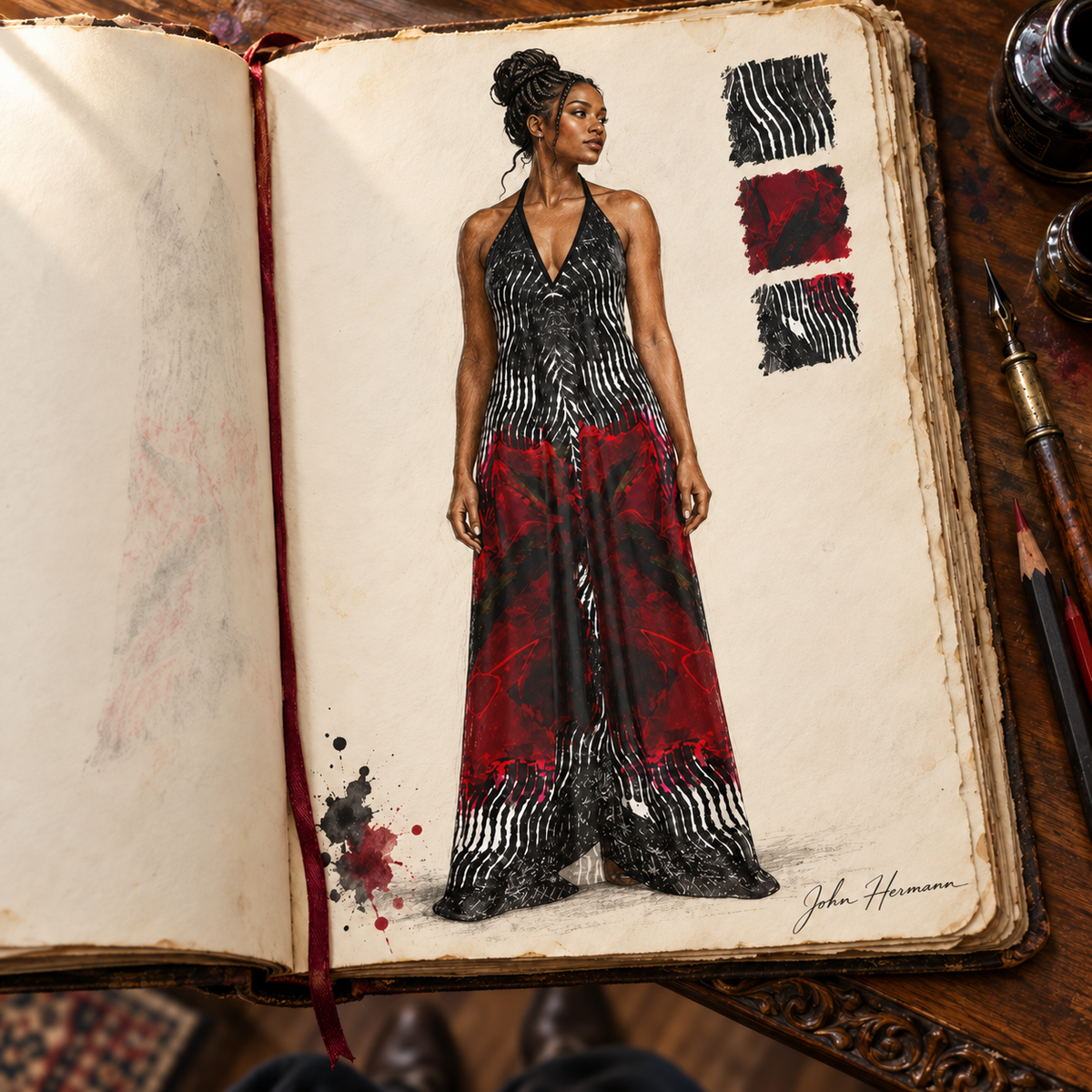 Rose of Pain and Joy Halterneck backless dress — Handbook front