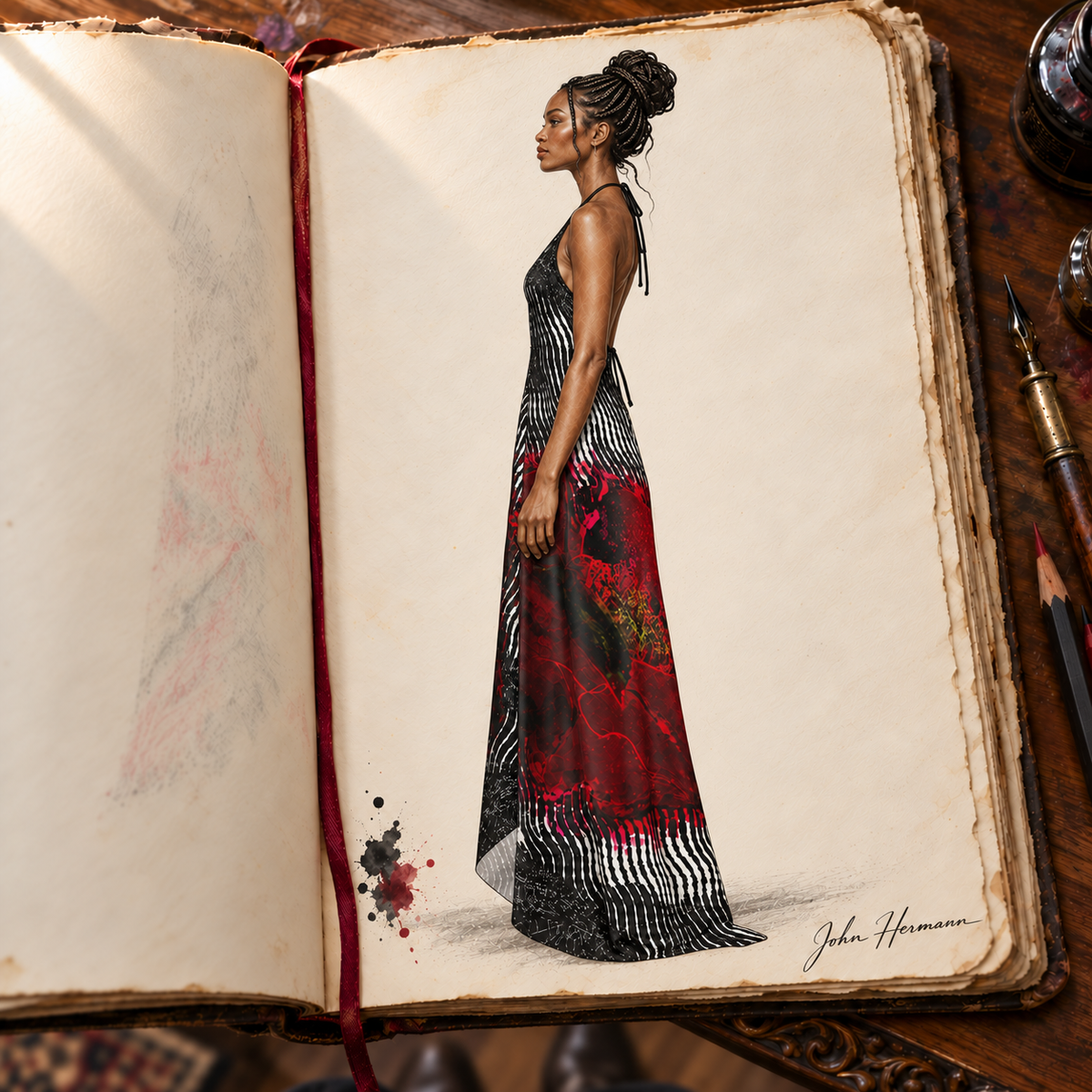 Rose of Pain and Joy Halterneck backless dress — Handbook left