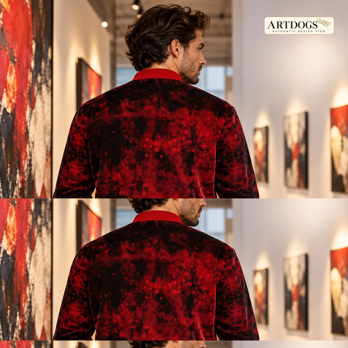 Love's Passion Men's Bomber Jacket Marble Velvet back Authentic Design View