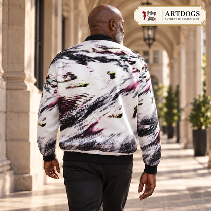 Love's Passion Men's Reversible Silk Bomber Jacket — Authentic Design View side B back