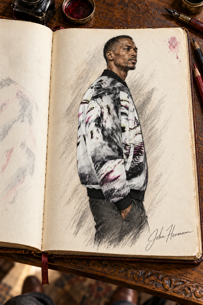 Love's Passion Men's Reversible Silk Bomber Jacket — Handbook side B right profile