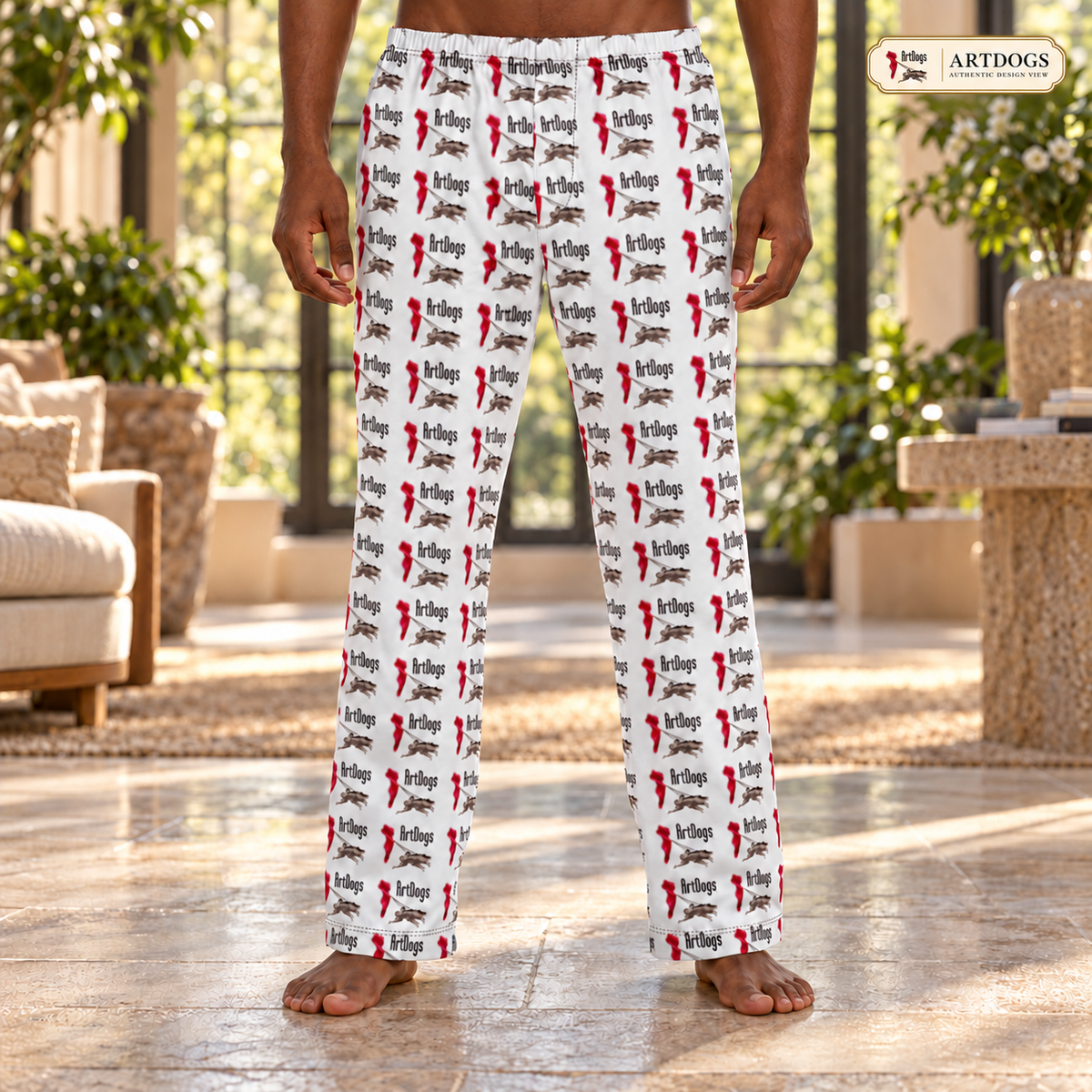 ArtDog's Men's Night Set — Authentic Design View of the full-length trousers front, matched to the official manufacturer reference.