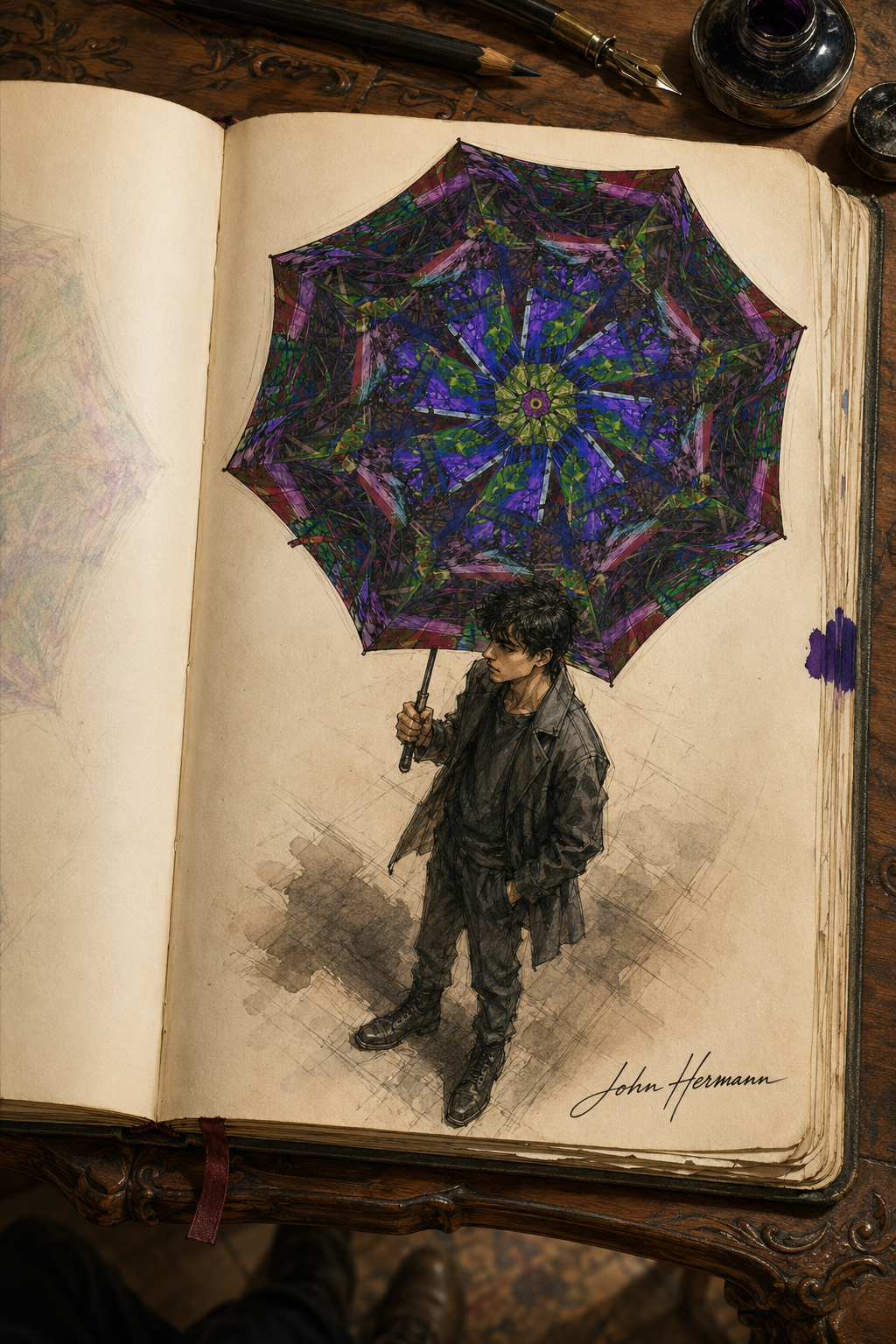Designer Handbook full open-canopy view of Metroid Prime 8 Umbrella