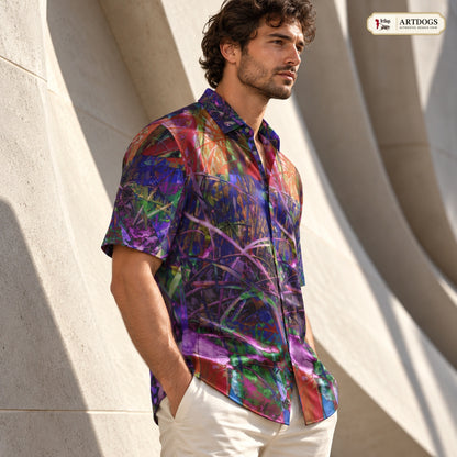 ARTDOGS Authentic Design View of Metroid Prime men's short sleeve shirt — right three-quarter/profile