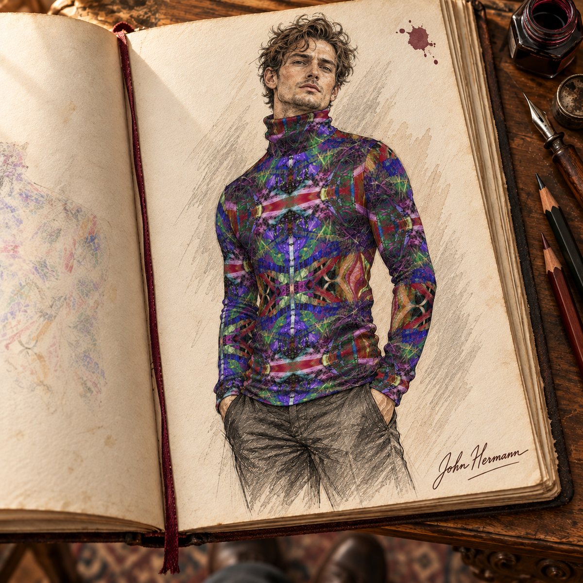ArtDogs Metroid Prime mens slim fit roll neck — handbook H02-alternate-front