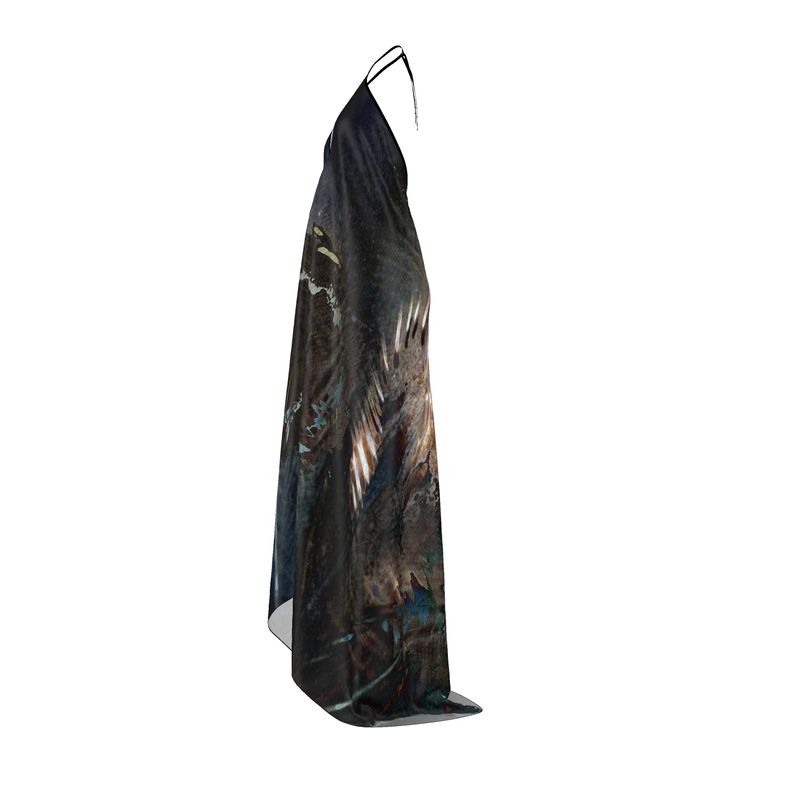 Peacock Feathers Halterneck backless dress