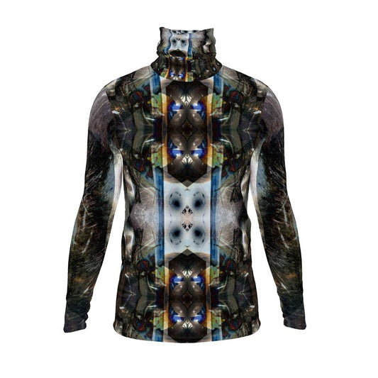 Peacock Feathers Mens slim fit roll neck