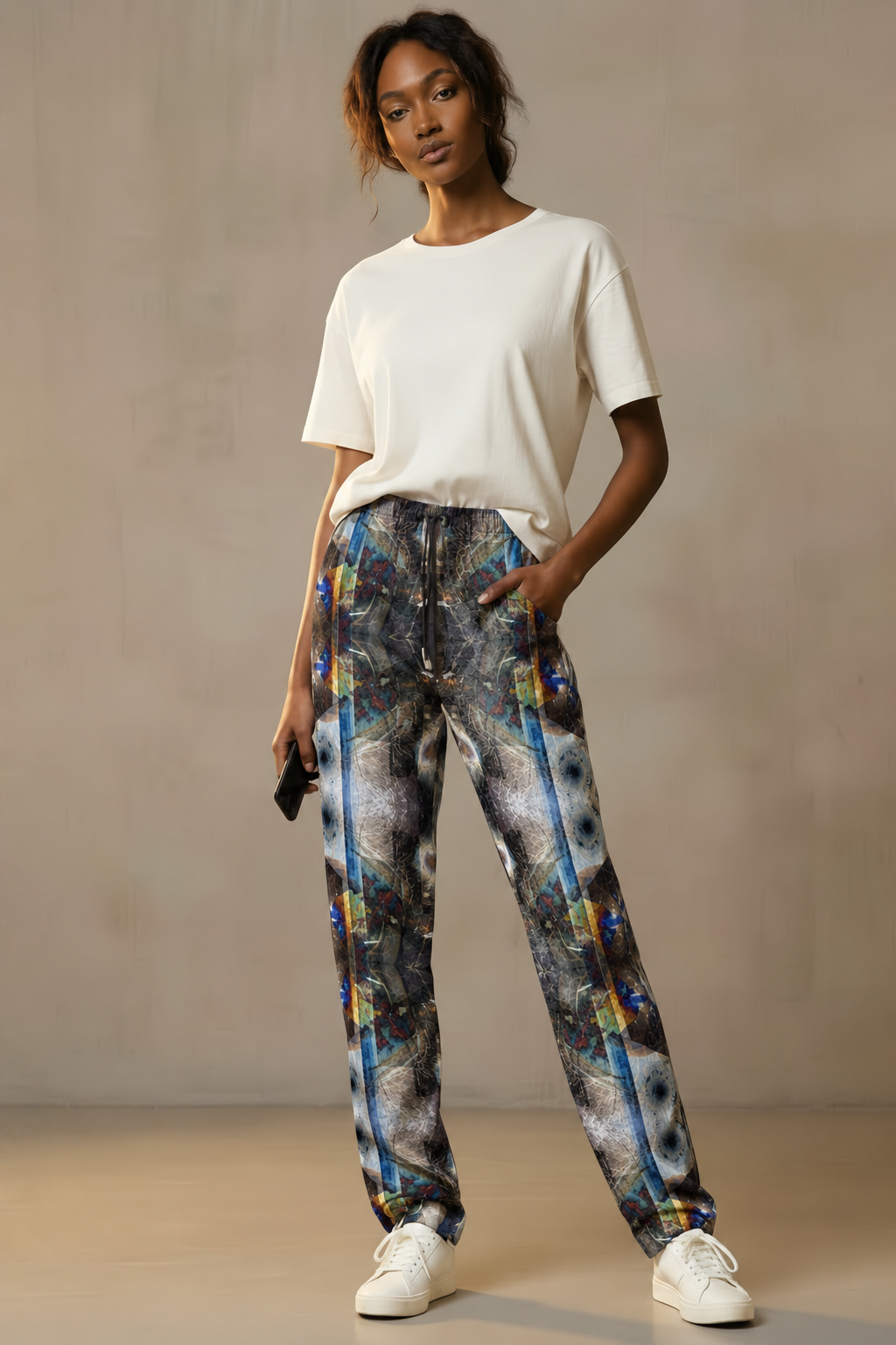 Peacock Feathers Women's Trousers — Fashion corrected-featured; crushed velour