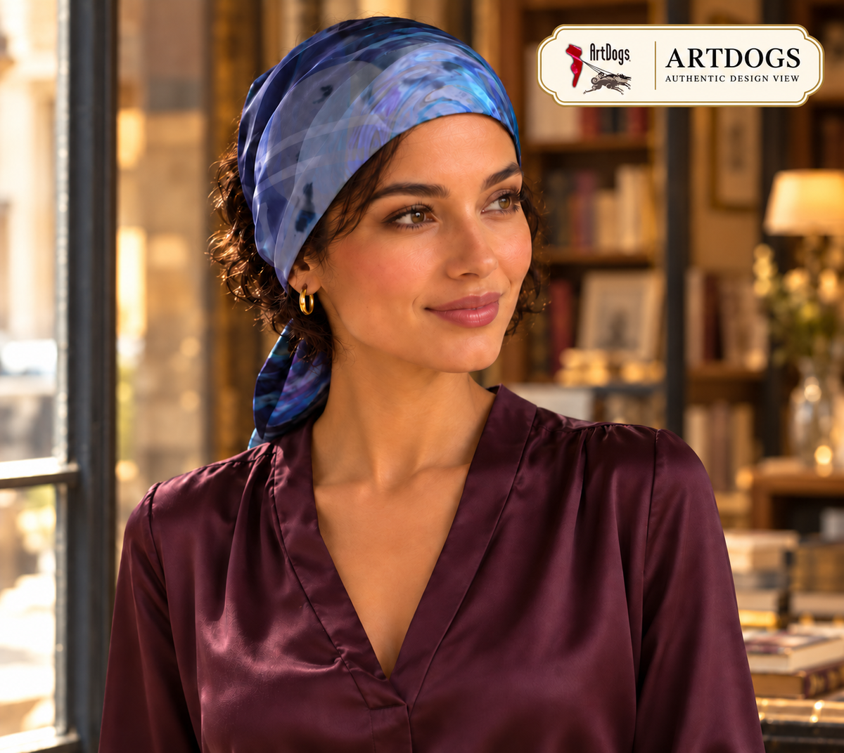 Rainbow Daze Lower long scarf — Authentic Design View in silk charmeuse — head wrap 10x45