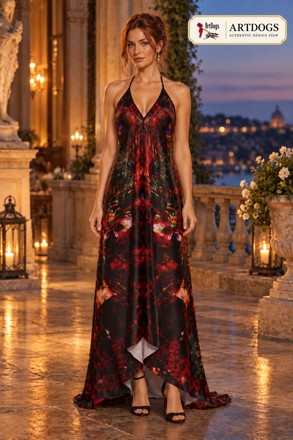 Resolving Ire Halterneck backless dress — Authentic modeled-front