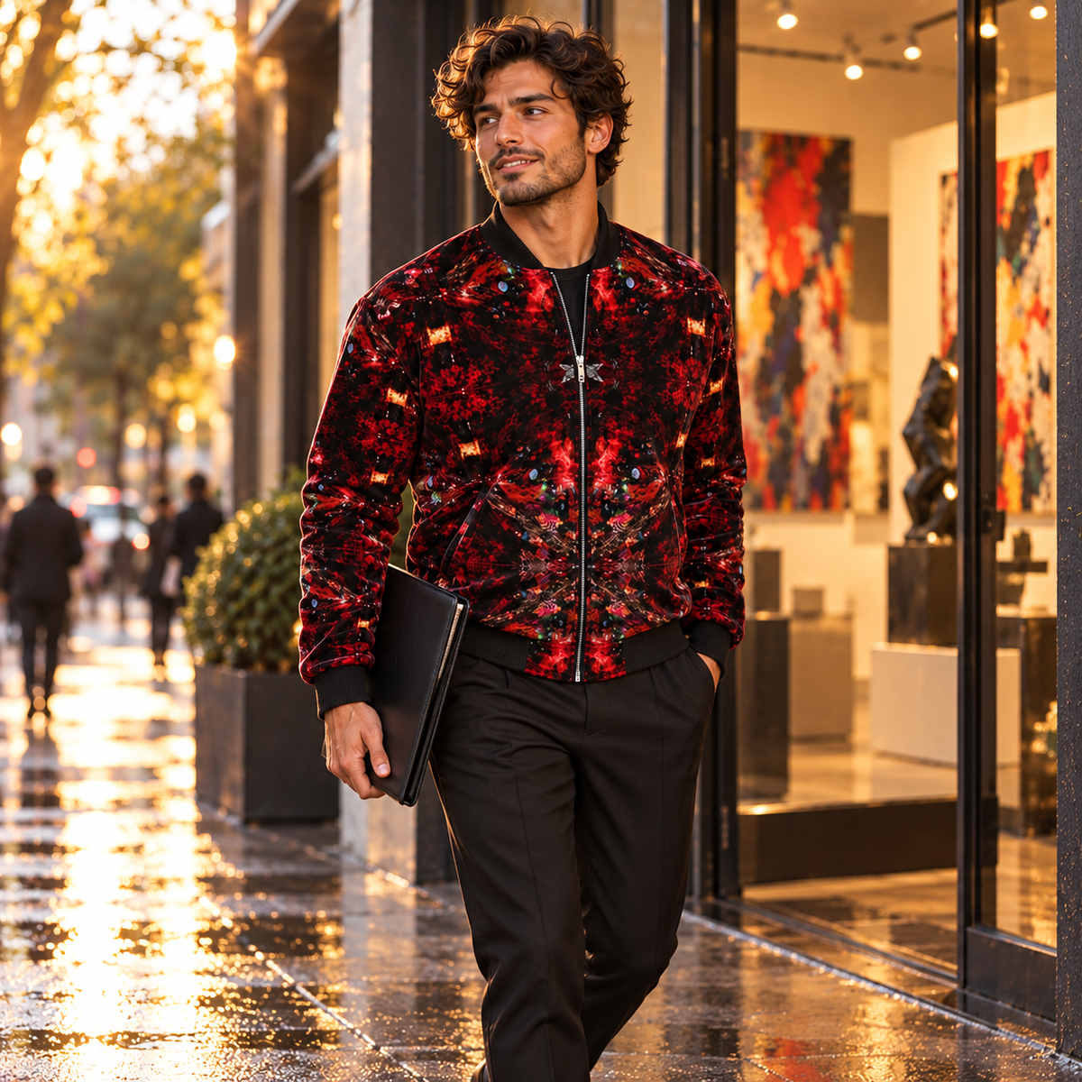 Resolving Ire men's bomber jacket left three-quarter fashion view