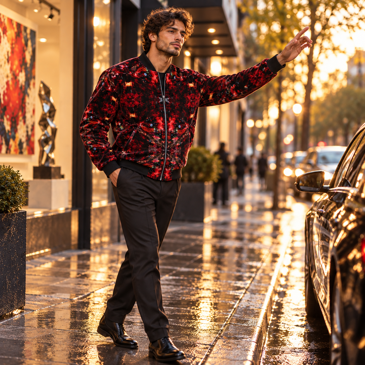 Resolving Ire men's bomber jacket right three-quarter fashion view