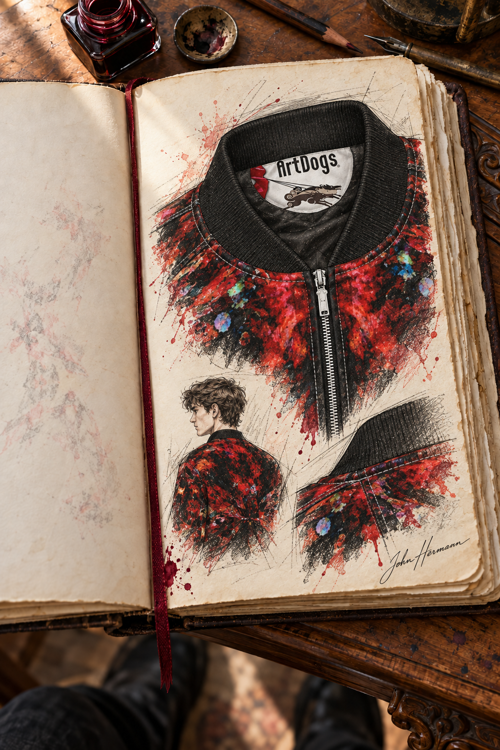 Resolving Ire men's bomber jacket Handbook collar and construction detail