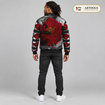 Rose of Pain and Joy Men's Bomber Jacket — Authentic Design View back