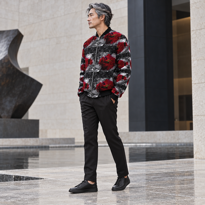 Rose of Pain and Joy Men's Bomber Jacket — photorealistic fashion left view