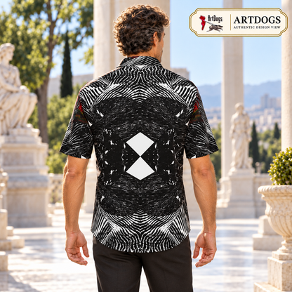 Spirit of Flight 2 mens short sleeve shirt — Authentic Design View — Full back; original artwork by John Robert Hermann.