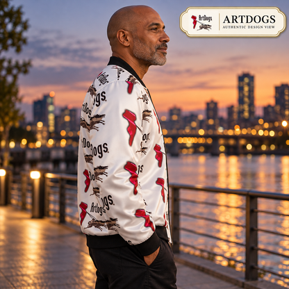 Spirit of Flight 3 Men's Reversible Silk Bomber Jacket — Authentic Design View side B right