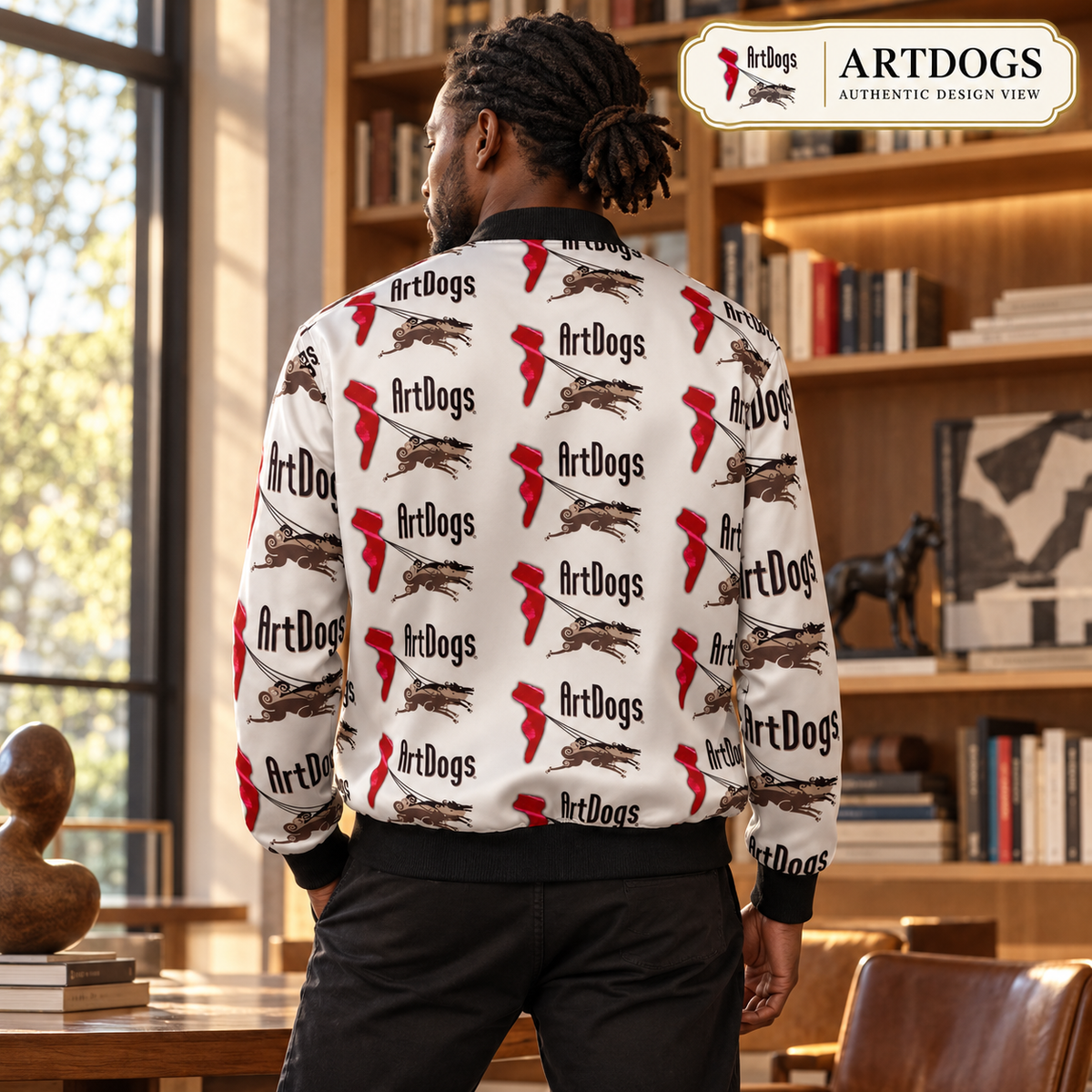 Spirit of Flight 3 Men's Reversible Silk Bomber Jacket — Authentic Design View side B back