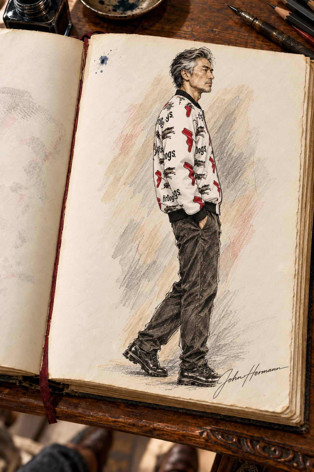 Spirit of Flight 3 Men's Reversible Silk Bomber Jacket — Handbook side B right view