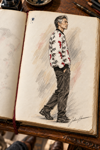 Spirit of Flight 3 Men's Reversible Silk Bomber Jacket — Handbook side B right view