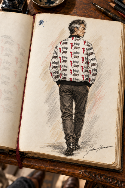 Spirit of Flight 3 Men's Reversible Silk Bomber Jacket — Handbook side B back view