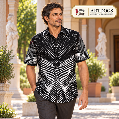 Spirit of Flight 3 mens short sleeve shirt — Authentic Design View — Front; original artwork by John Robert Hermann.