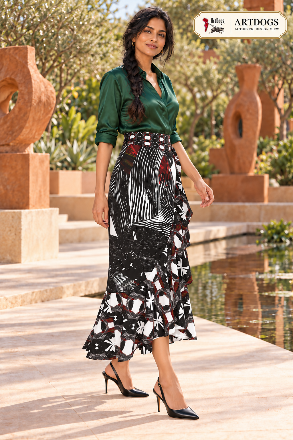 Spirit of Flight Long Flounce Skirt — Authentic Design View — right three quarter