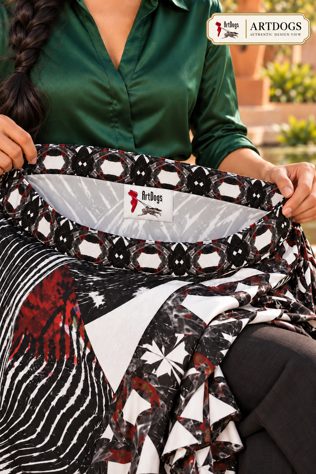Spirit of Flight Long Flounce Skirt — Authentic Design View — interior waist label