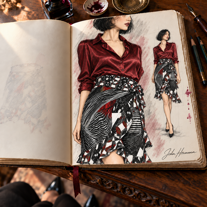 Spirit of Flight Short Flounce Skirt — Handbook designer sketchbook — right waist