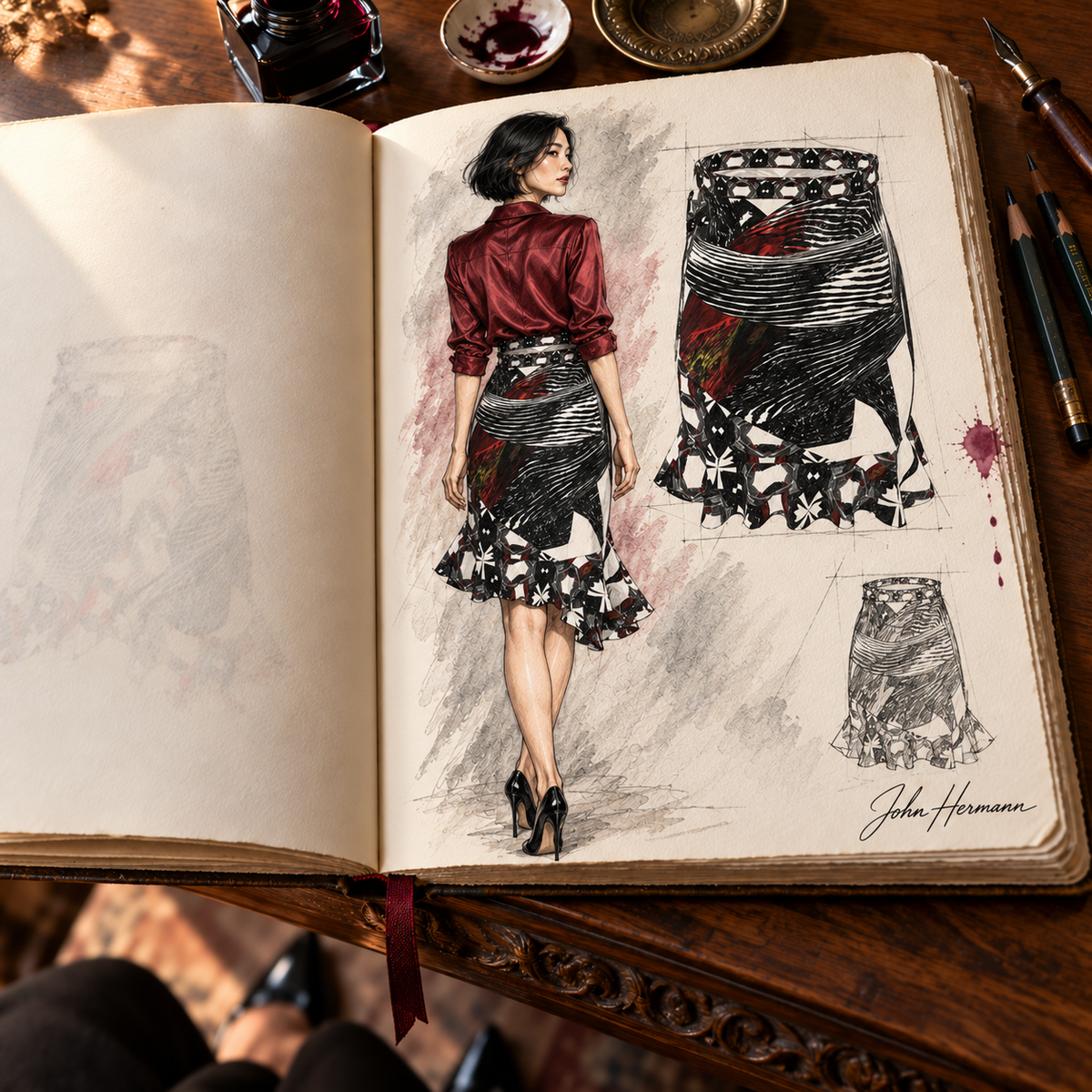 Spirit of Flight Short Flounce Skirt — Handbook designer sketchbook — back