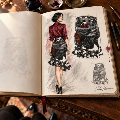 Spirit of Flight Short Flounce Skirt — Handbook designer sketchbook — back