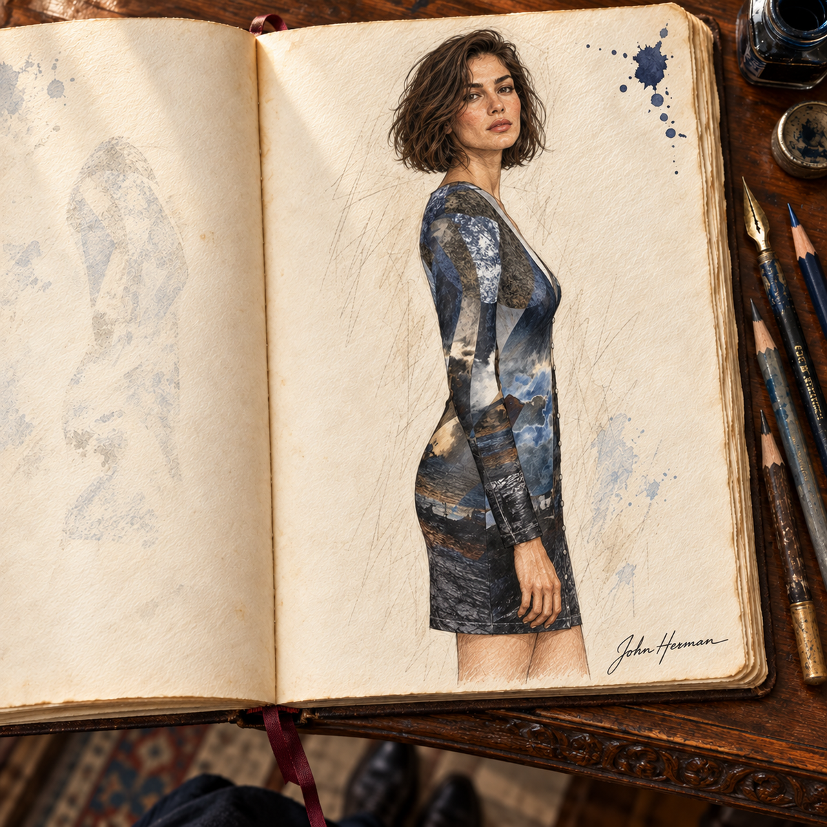 Spirit of Jezebel Ladies Cardigan Mini Dress — Handbook: Right profile; Solange Silky Jersey.