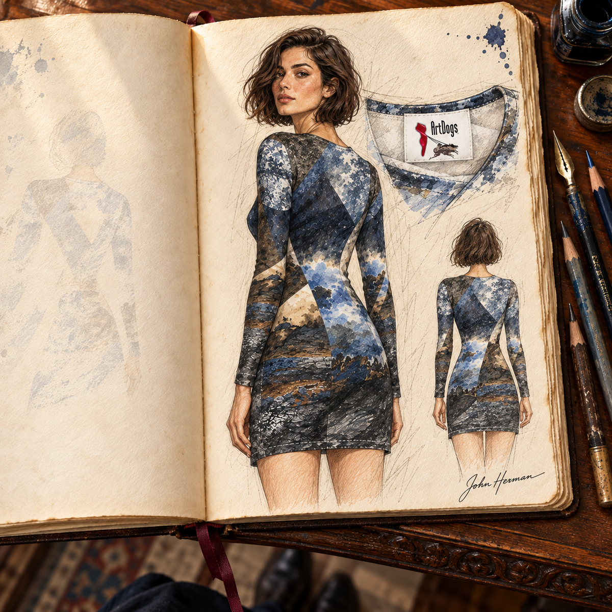 Spirit of Jezebel Ladies Cardigan Mini Dress — Handbook: Inside neckline label; Solange Silky Jersey.