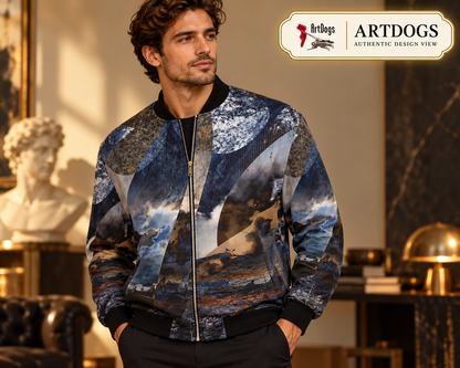 ArtDogs Authentic Design View, Spirit of Jezebel reversible silk bomber,  side a front