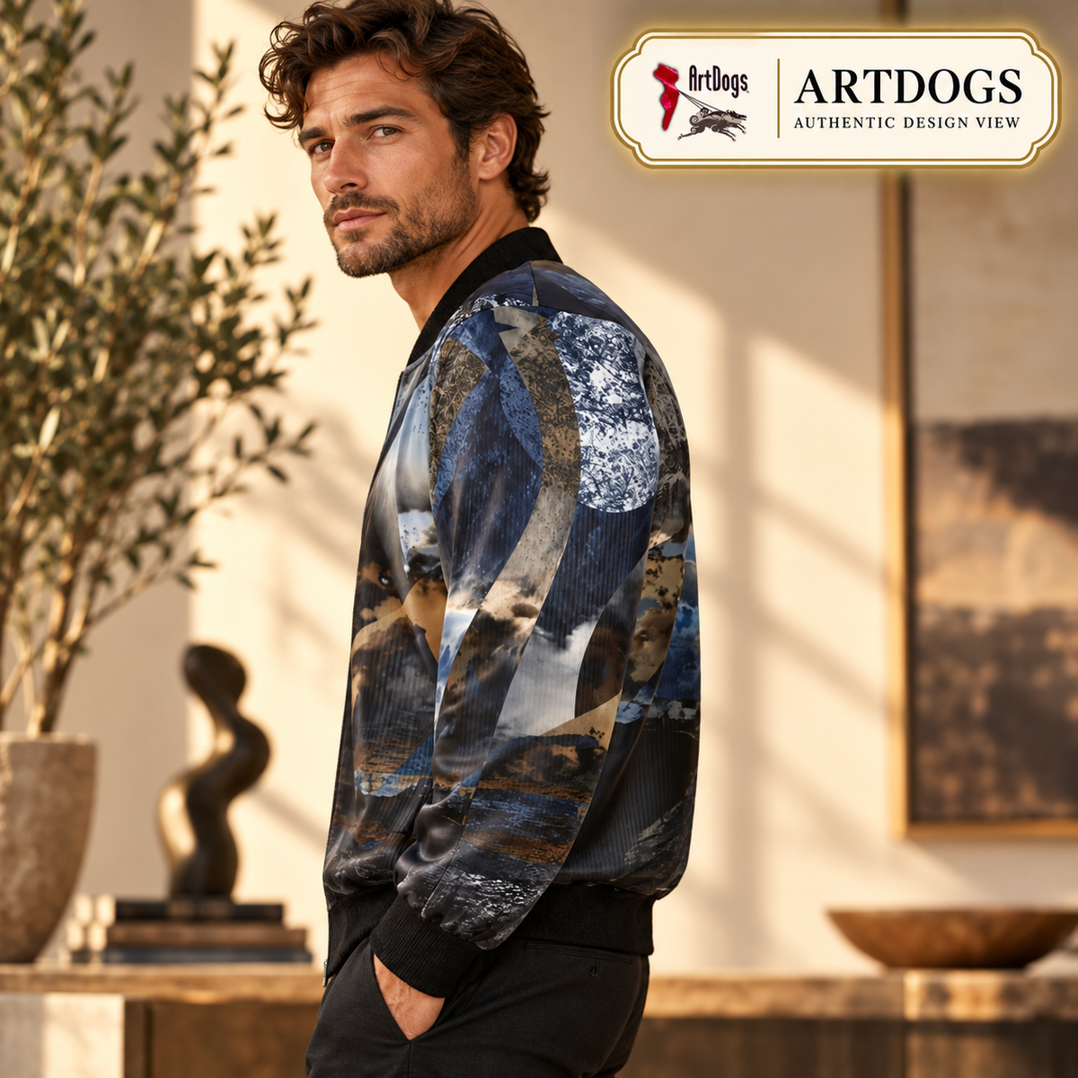 ArtDogs Authentic Design View, Spirit of Jezebel reversible silk bomber,  side a left
