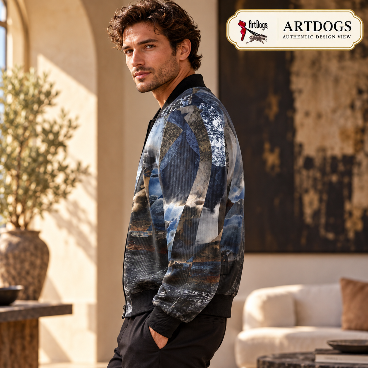 ArtDogs Authentic Design View, Spirit of Jezebel reversible silk bomber,  side a right