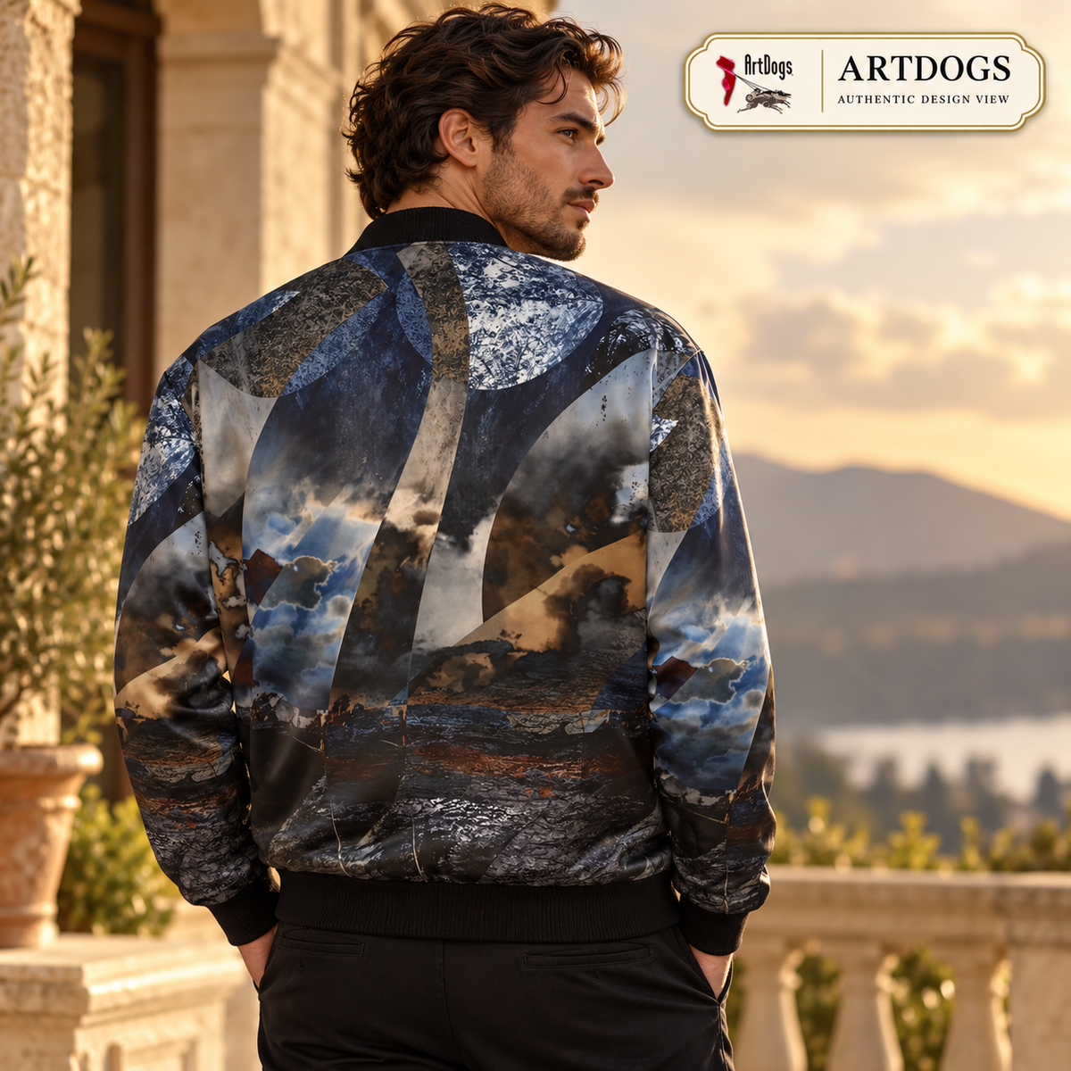 ArtDogs Authentic Design View, Spirit of Jezebel reversible silk bomber,  side a back