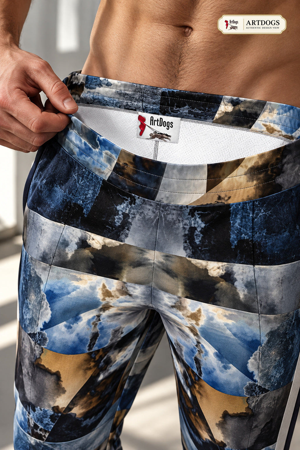 Spirit of Jezebel Mens Tracksuit Trousers — certified Authentic Design View, front waistband and upper construction close-up, Rox Sports Jersey.