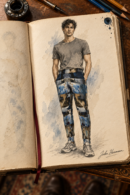 Spirit of Jezebel Mens Tracksuit Trousers — hand-drawn designer Handbook, full front, Rox Sports Jersey.