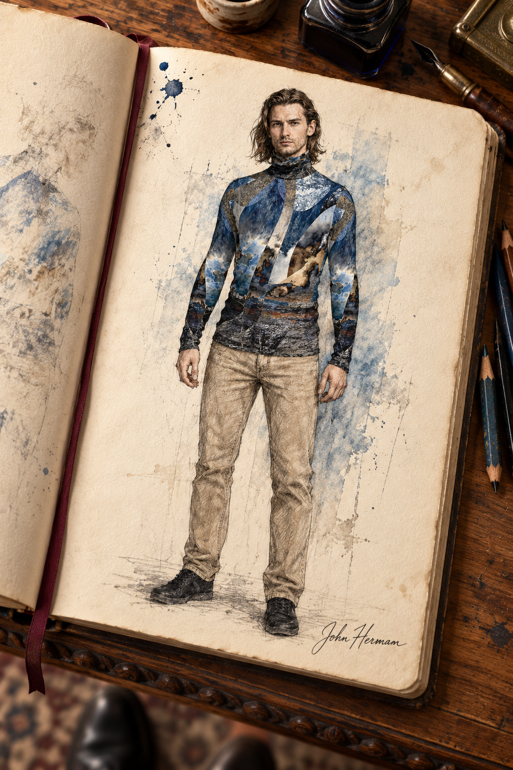 ArtDogs Spirit Of Jezebel mens slim fit roll neck — handbook 01-front