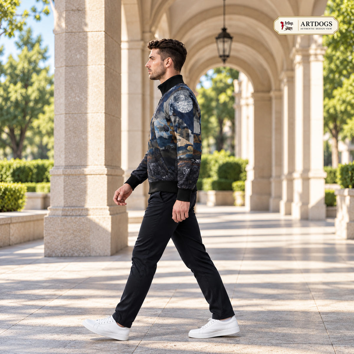 Spirit of Jezebel Men's Tracksuit Jacket — Authentic Design View — left profile