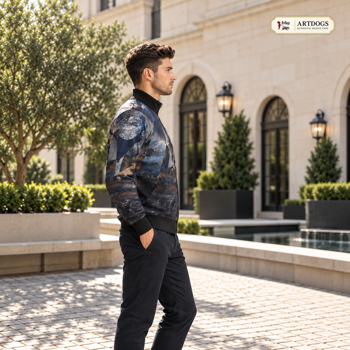 Spirit of Jezebel Men's Tracksuit Jacket — Authentic Design View — right profile