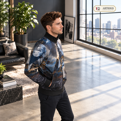 Spirit of Jezebel Men's Tracksuit Jacket — Authentic Design View — right steep angle