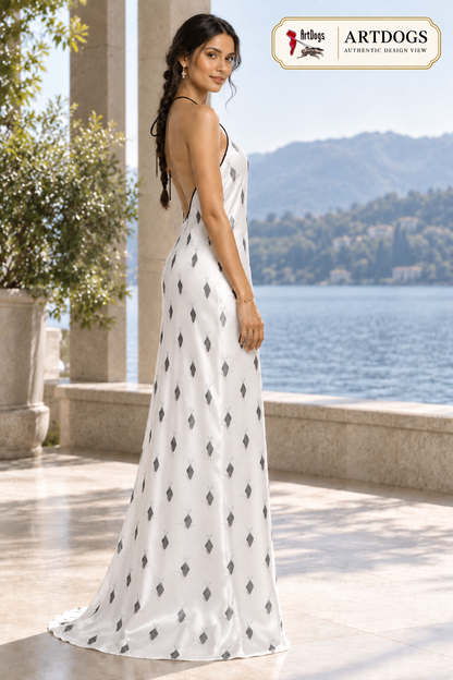Spirit of The Age Halterneck backless dress — Authentic modeled-right-profile