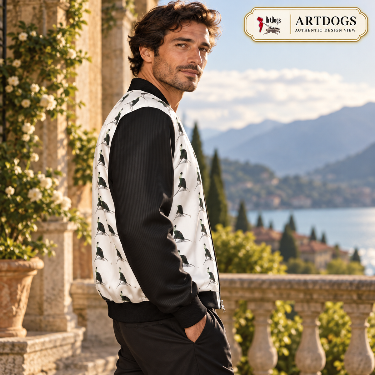 ArtDogs Authentic Design View, Spirit of the Age reversible silk bomber,  side a right