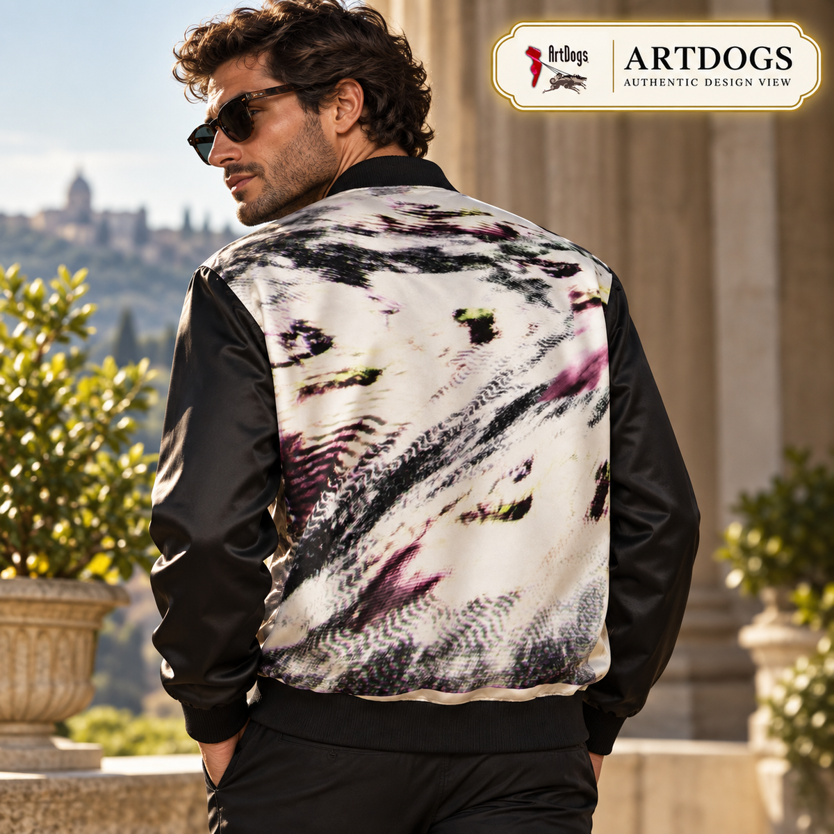 ArtDogs Authentic Design View, Spirit of the Age reversible silk bomber,  side b back