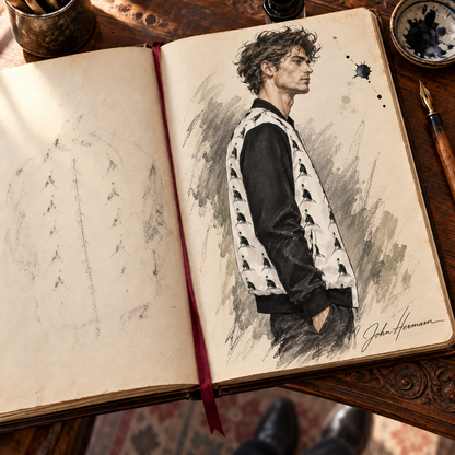 ArtDogs Spirit of the Age reversible silk bomber, designer Handbook sketch, side a right