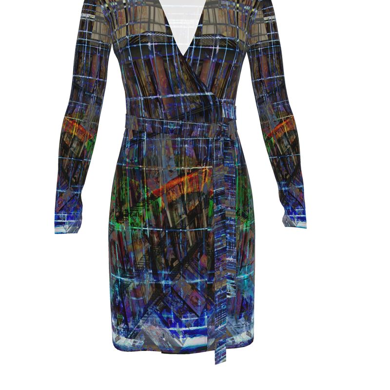 Temple of Time Above-the-Knee Wrap Dress